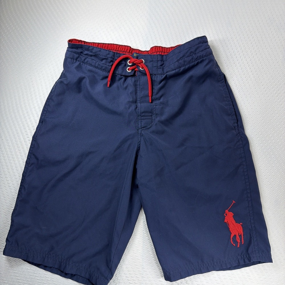 Polo Ralph Lauren Navy Blue Pony Board Shorts Bathing Suit Boys L (14-16)